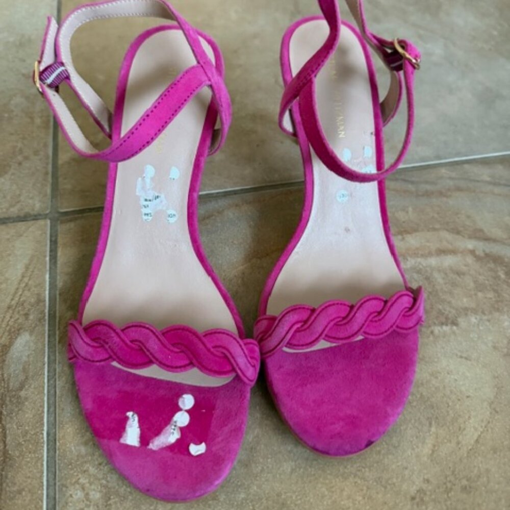 Stuart Weitzman Womens Dancer Twistie 100 Suede Pink Stiletto Heels Size 7.5 New